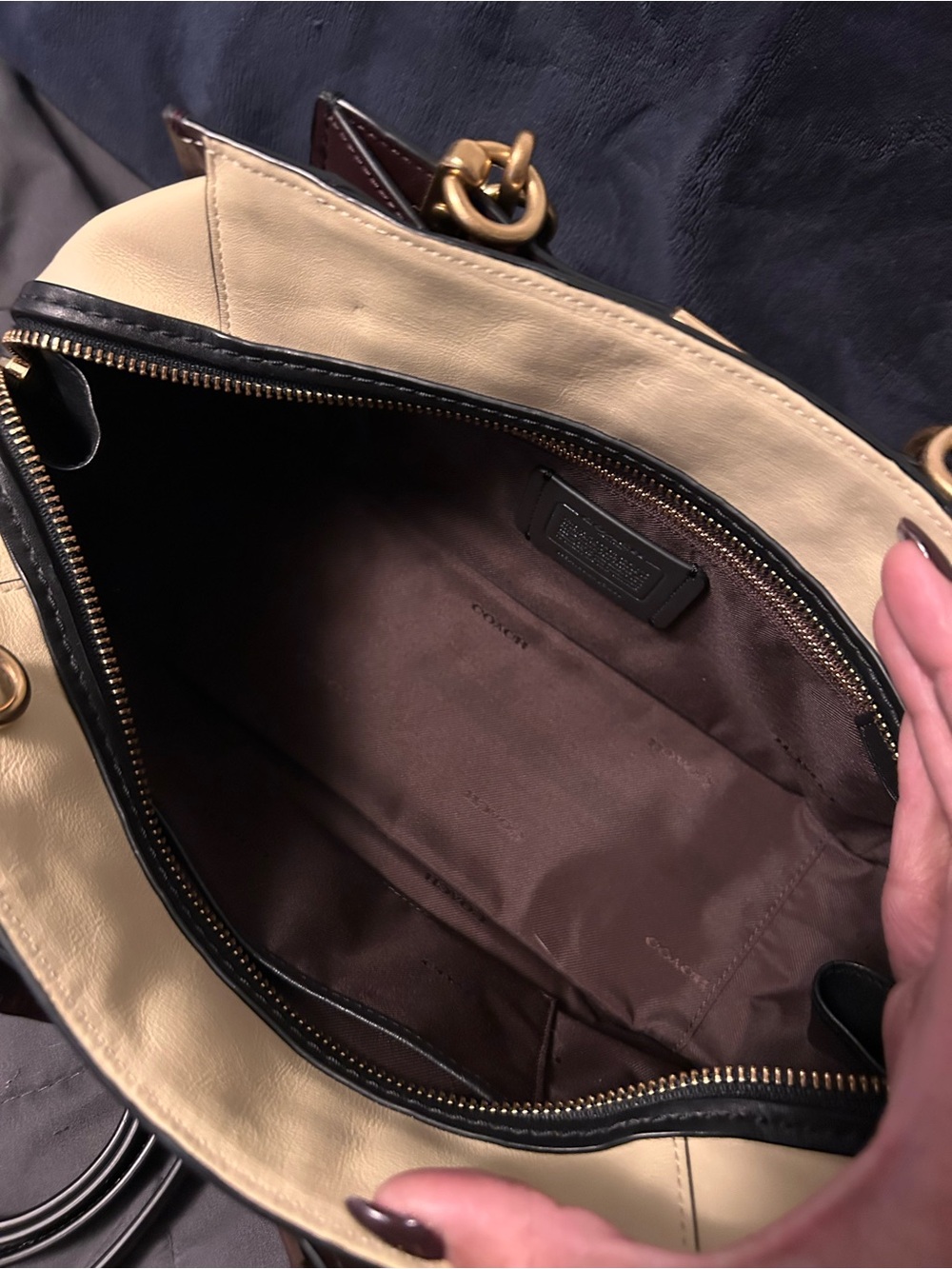 Coach Black, Brown & Cream Multi Dreamer 36 Leather Satchel *FIRM* - Picture 4 of 6